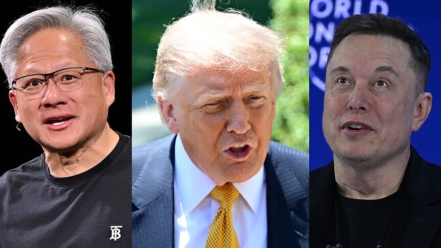 Donald Trump se rend en Chine avec plusieurs grands patrons, dont Musk et le PDG de Nvidia Jensen Huang